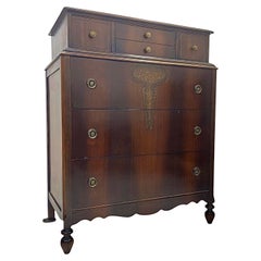Early American 1930s Antique Two Tier Mahogany Dresser With Dovetailed Drawers