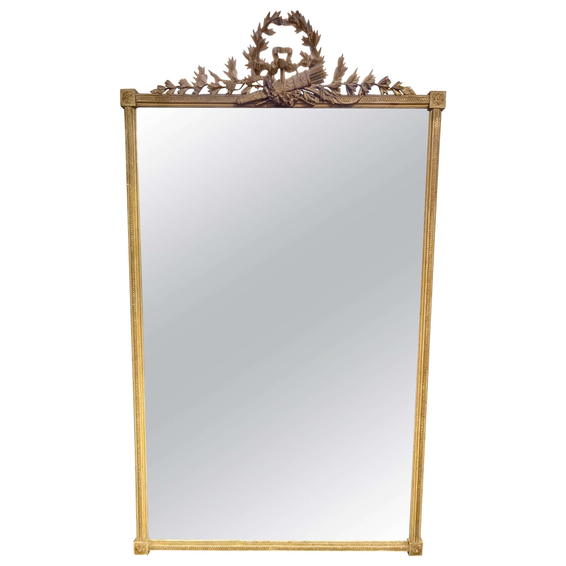 Midcentury French Bentwood and Rattan Floor Mirror For Sale at 1stDibs