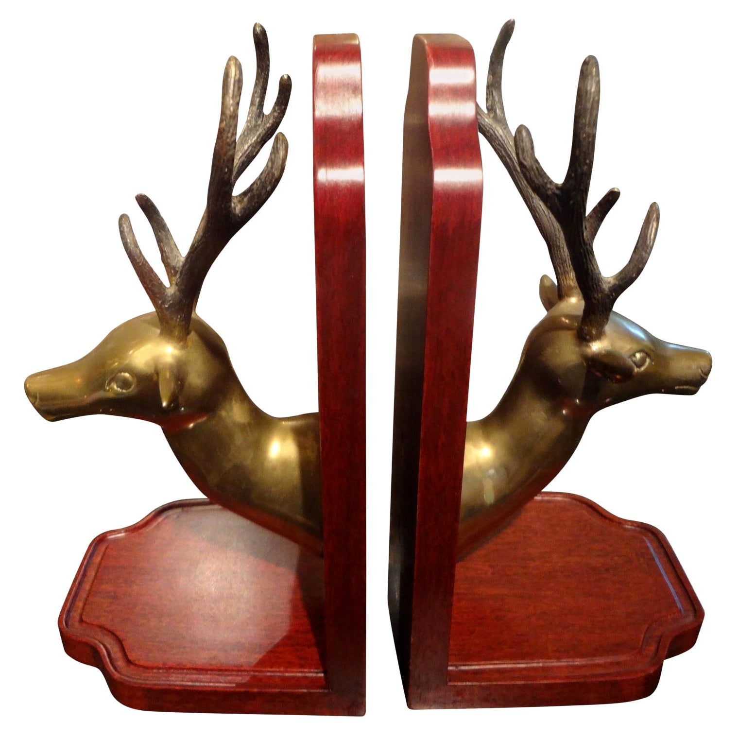 Vintage Chinese Dragon Brass and Wood Bookends at 1stDibs