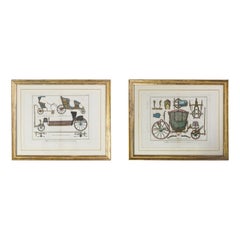 Pair Rare Prints of Antique Carriages