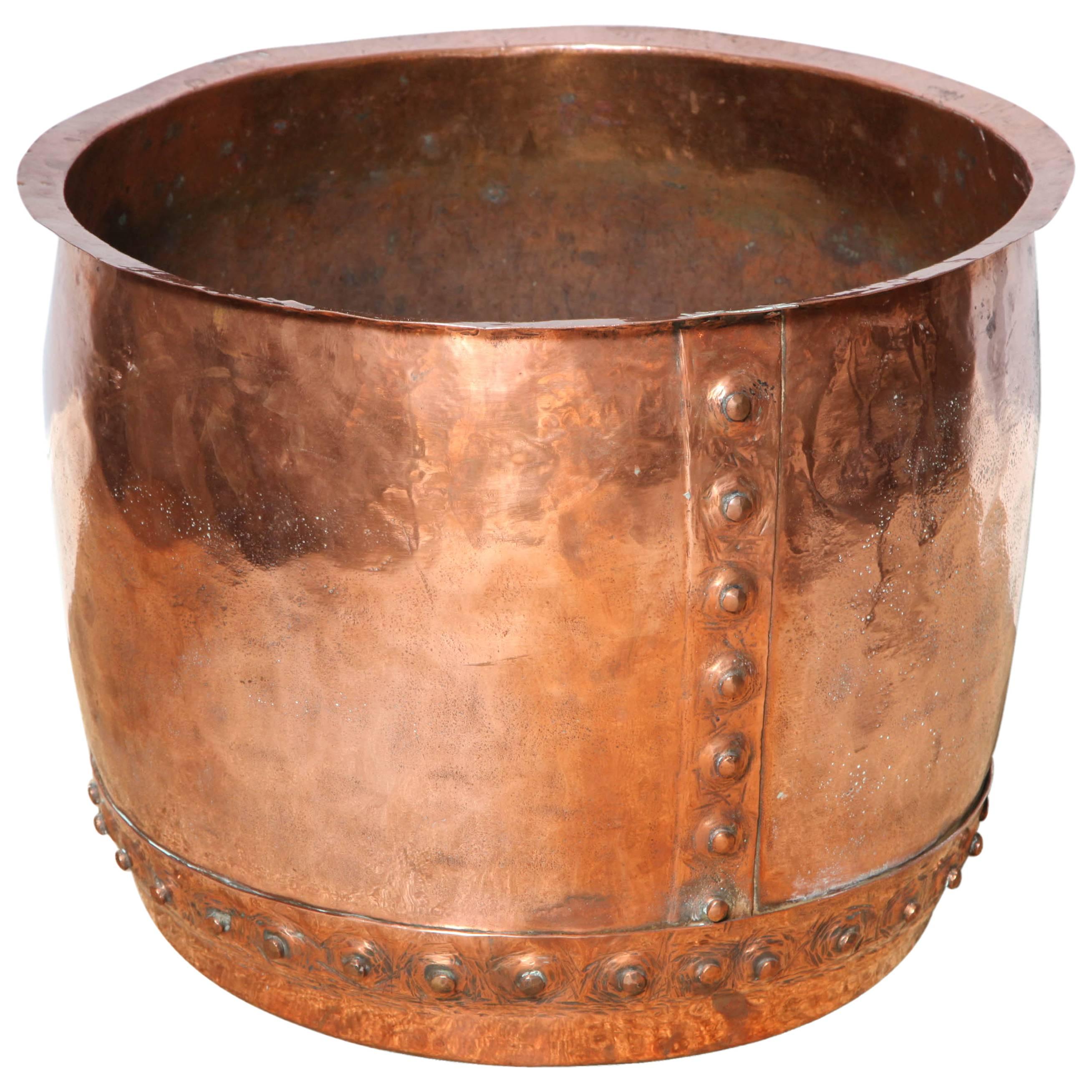 Large Hand Riveted Copper Pot