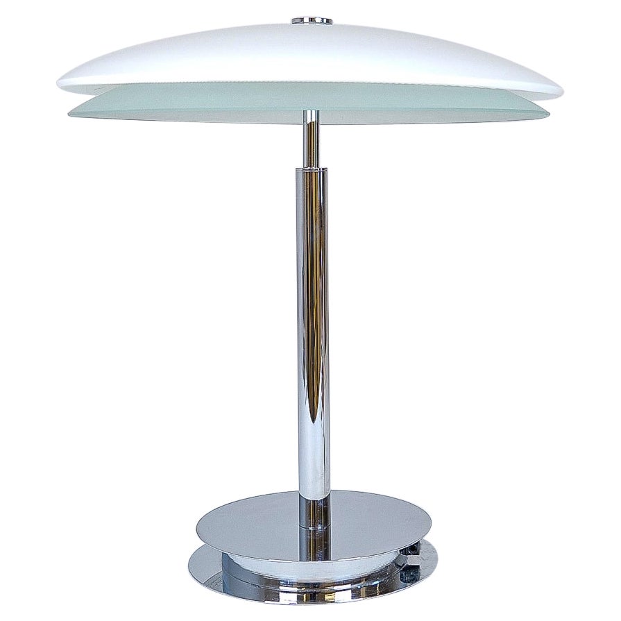 Fontana Arte "Tris" Glass Table Lamp with Chrome Base,Pietro Chiesa Italy, 1960s