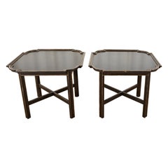 Pair of Minton-Spidell Black Lacquered Side End Tables