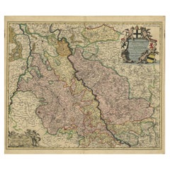 Splendeur du Rhin : Carte ancienne de la région du Rhin inférieur, vers 1680