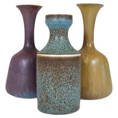 Midcentury Modern Set of 3 Ceramic Vases Rörstrand Gunnar Nylund, Sweden, 1950s
