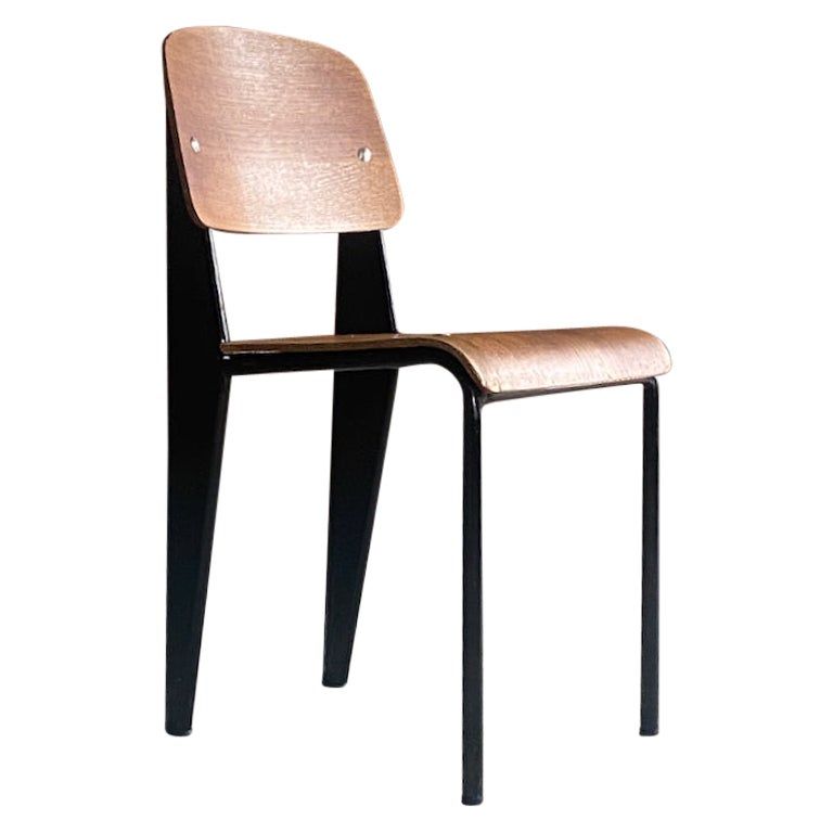 Jean Prouvé Model 305 Black Standard Chair by Atelier Prouvé circa 1950