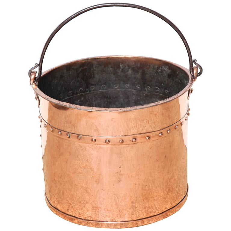 English Copper Bucket with Riveted Seams For Sale at 1stDibs