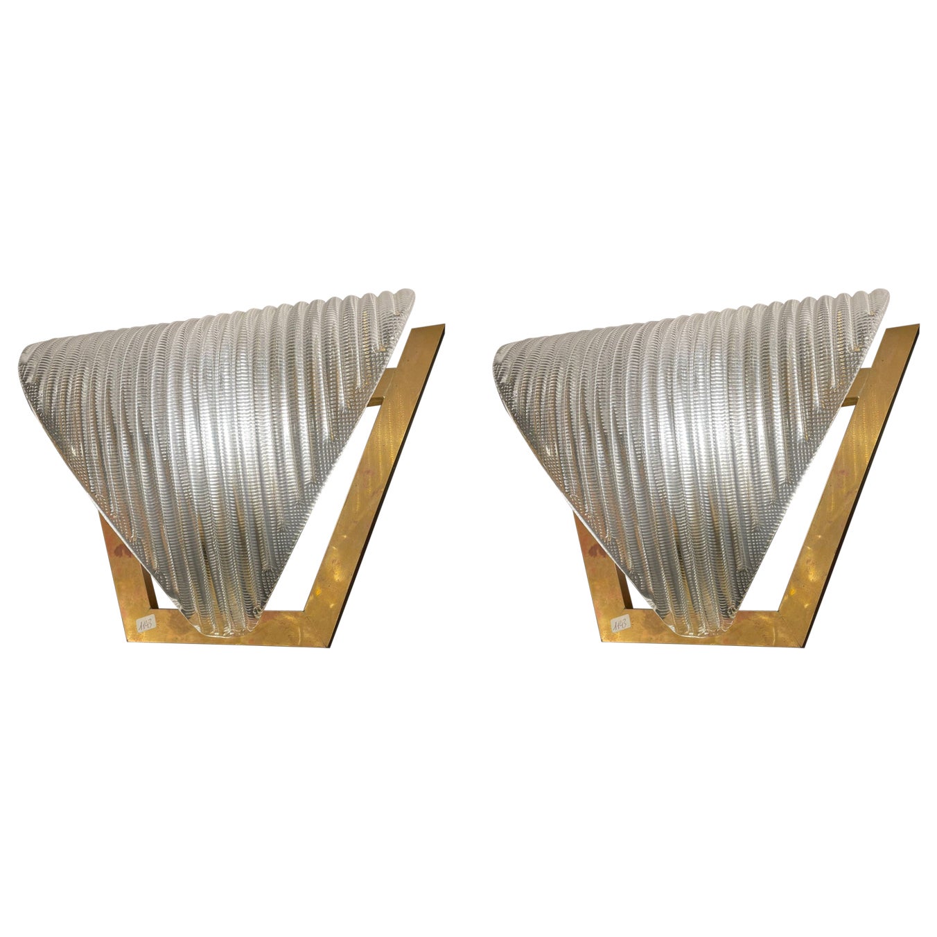 Pair of Wall Lamps in Murano Glass, Deco Style, Italy 1970s For Sale