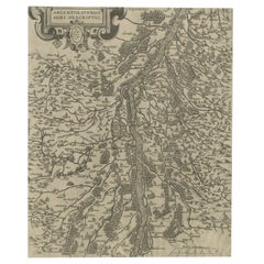 Original Antike Karte des Rheins, Südens und Nordens von Straßburg, Deutschland, 1608