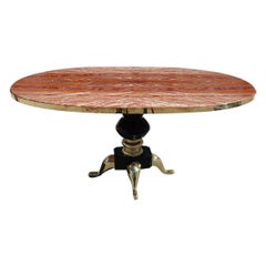 Mid-Century Oval Dining Table Melchiorre Bega Attributed Onix Tanzania Brass
