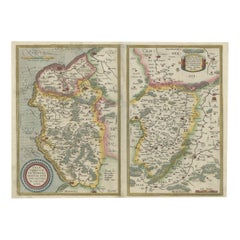 Carte ancienne de la rgion de Boulogne et de la Peronne, France, vers 1590