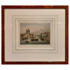 Neatly Framed Decorative Hand-Colored View of Zierikzee, the Netherlands, 1858