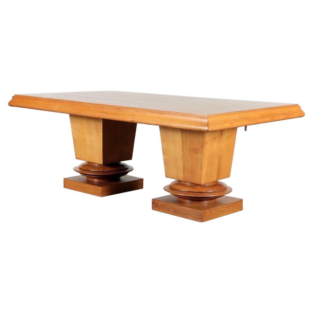 Albert Guenot French Oak Double Pedestal Dining Table For Sale
