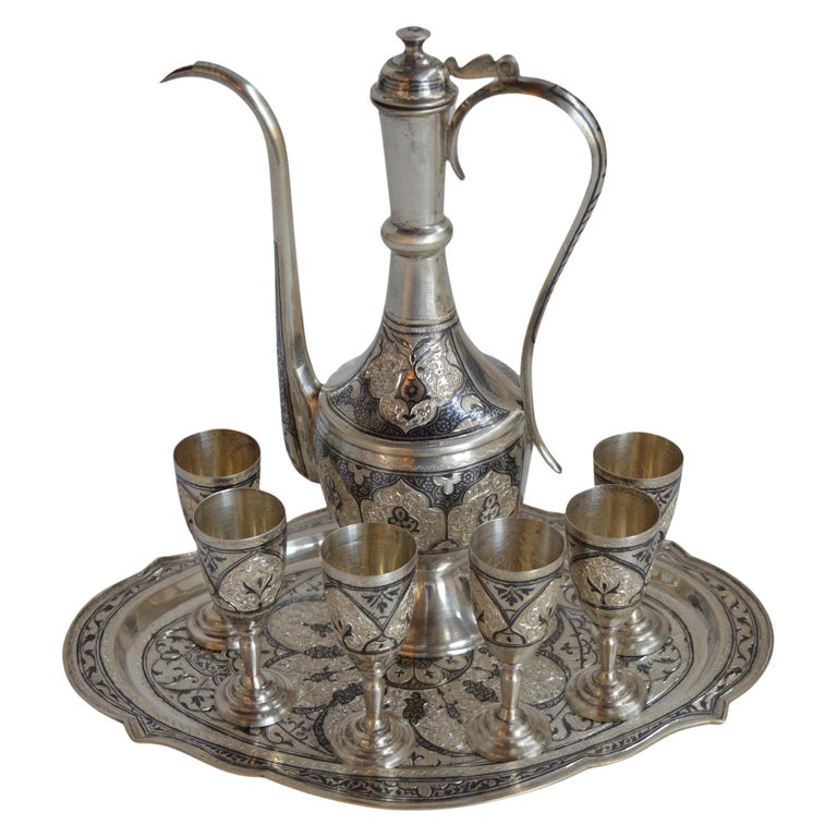 Vintage Russian Gilded Silver 875 Kubachi Niello Tea Glass Cup