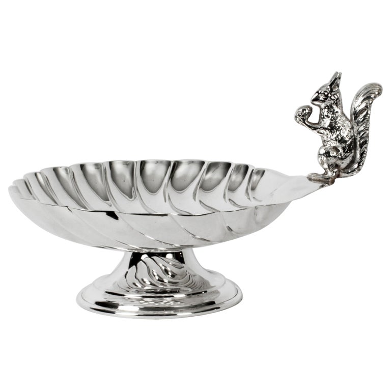 Antique Victorian Silver Plated Squirrel Nut Dish 19th Century For Sale