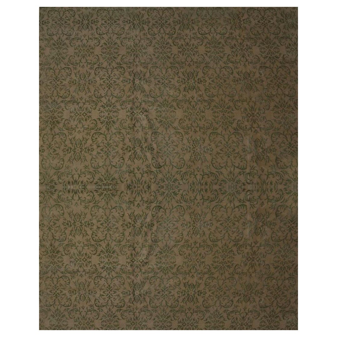 Tapis & Kilim's - Tapis géométrique personnalisé en laine et soie beige et vert, "Arabesque"