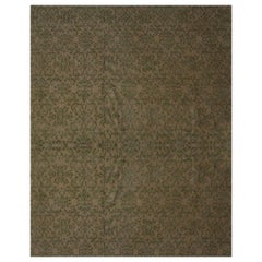 Tapis & Kilim's - Tapis géométrique personnalisé en laine et soie beige et vert, "Arabesque"