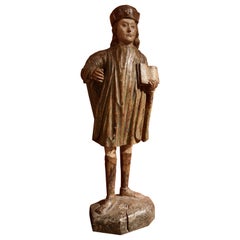 15th Century Polychrome Wood Sculpture Depicting Saint James the Major