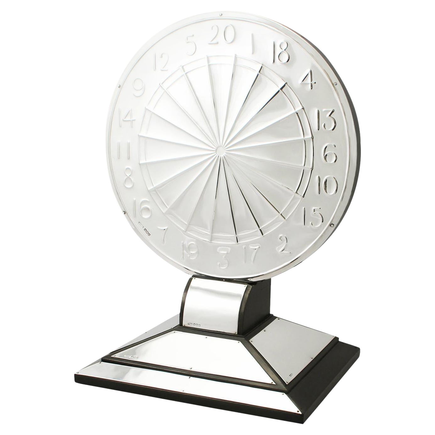 Antique George V Art Deco Sterling Silver 'Dartboard' Presentation Trophy