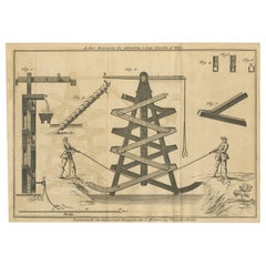 Antique Print of a New Water Exhausting Machine, 1758
