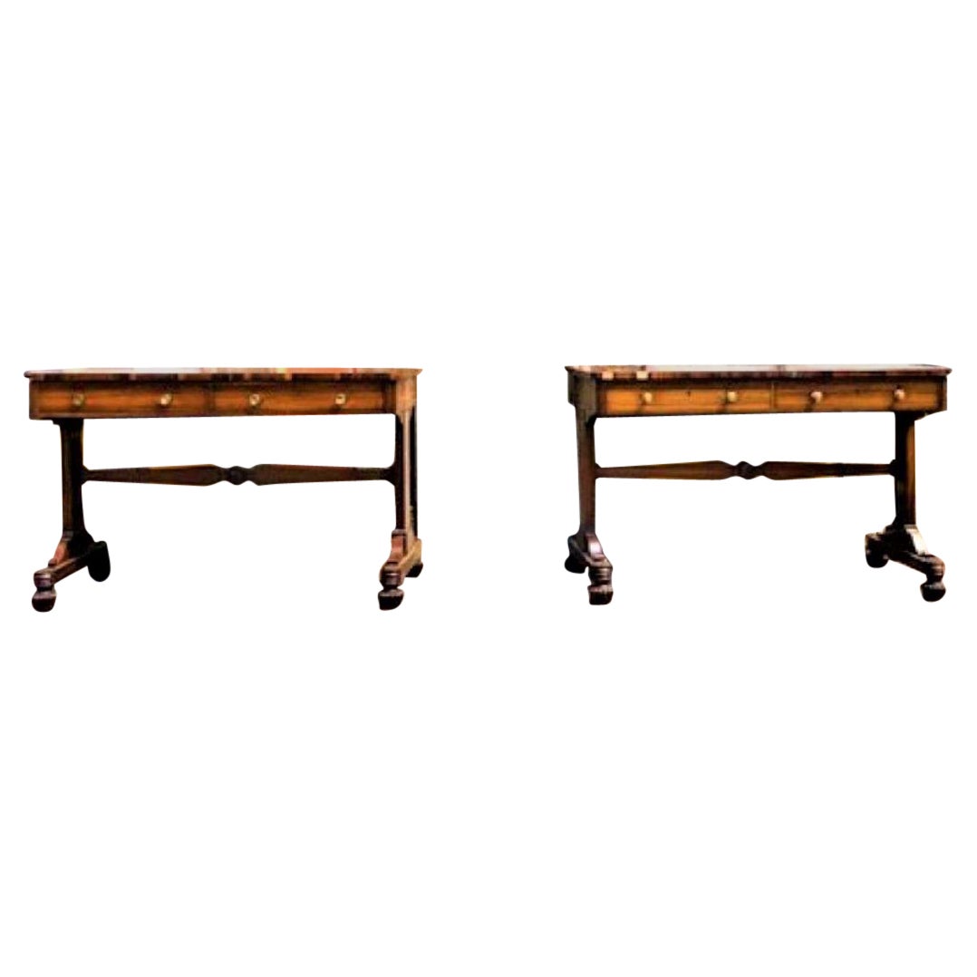 Pair of 19th Century Goncalo Alves Two Drawer Tables For Sale