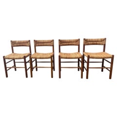 Set of Four "Dordogne" Charlotte Perriand Chairs for Sentou, 1960s