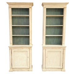 Antique Pair of 19th Century French Directoire Bookcases in Original Paint