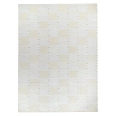 Tapis et tapis Kilim de style scandinave en blanc et bleu à motif géométrique