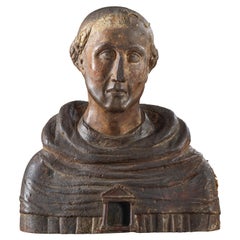 16th Century Polychrome Reliquary of a Monk