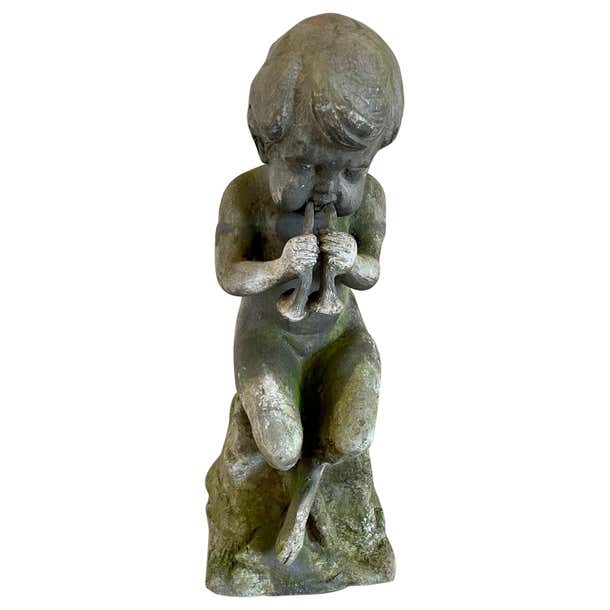 Unusual Antique Victorian Quality Lead Satyr Musician For Sale at ...