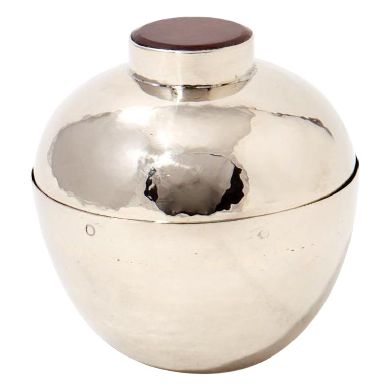 Salta Small Candy Bowl, Alpaca Silver & Brown Onyx Stone For Sale