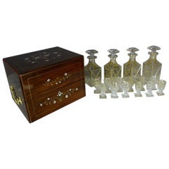 French Napoleon III Rosewood and Baccarat Crystal Liquor Cellar