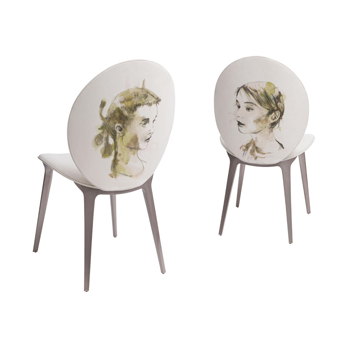 Der gepolsterte Stuhl Astrid mit Domenico Grenci-Gemälde im Angebot