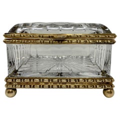 Antique French Cut Crystal and Bronze D' Ore Jewel Box, Circa 1900