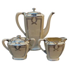 Elegant Silver Overlay Coffee Set Three Pieces, Circa 1900