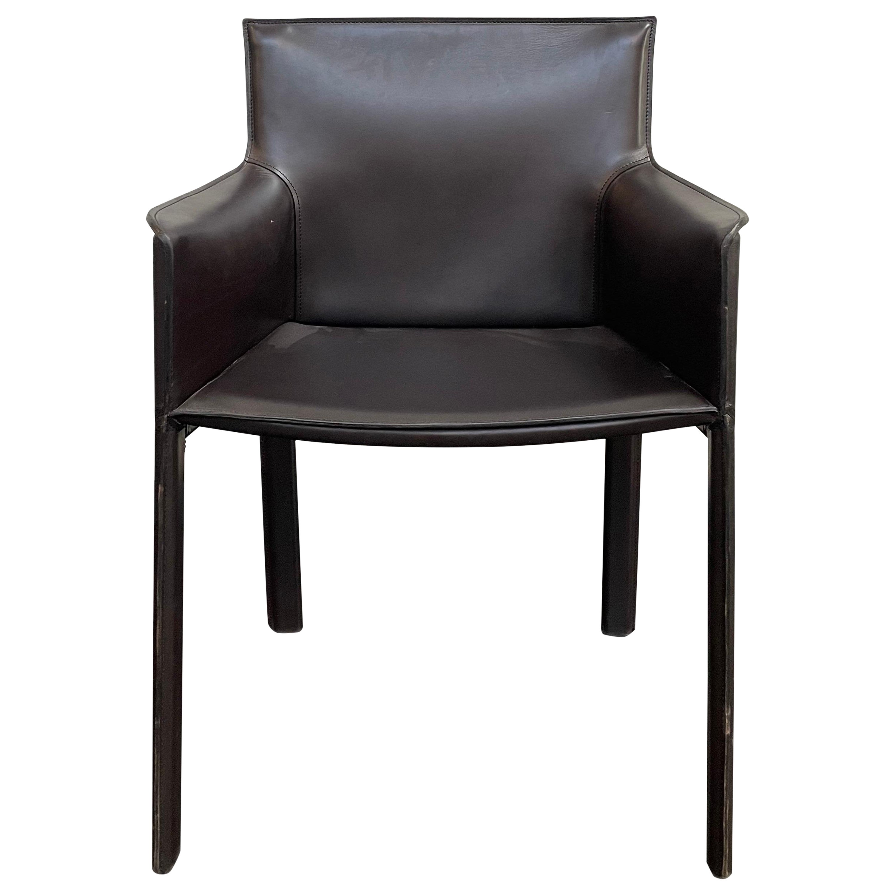 Cab Leather Armchair Inspired by Mario Bellini For Sale