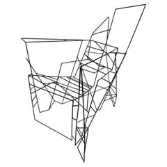 Unusual Artist Built Wire-Iron Chair / Sculpture, Constructivism