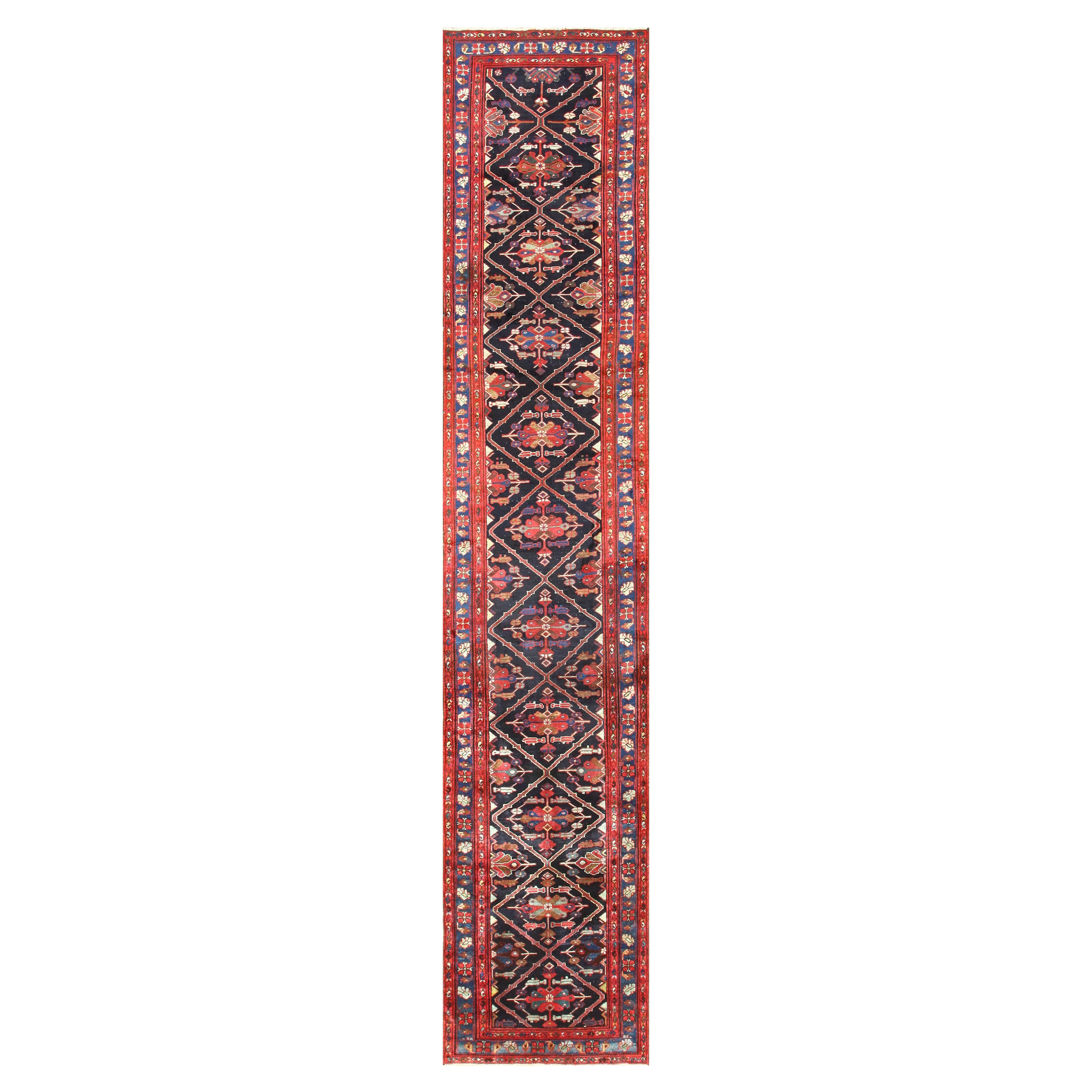 Antique Persian Malayer Runner Rug. 3' 4" x 16' 6" (1.02 m x 5.03 m) For Sale