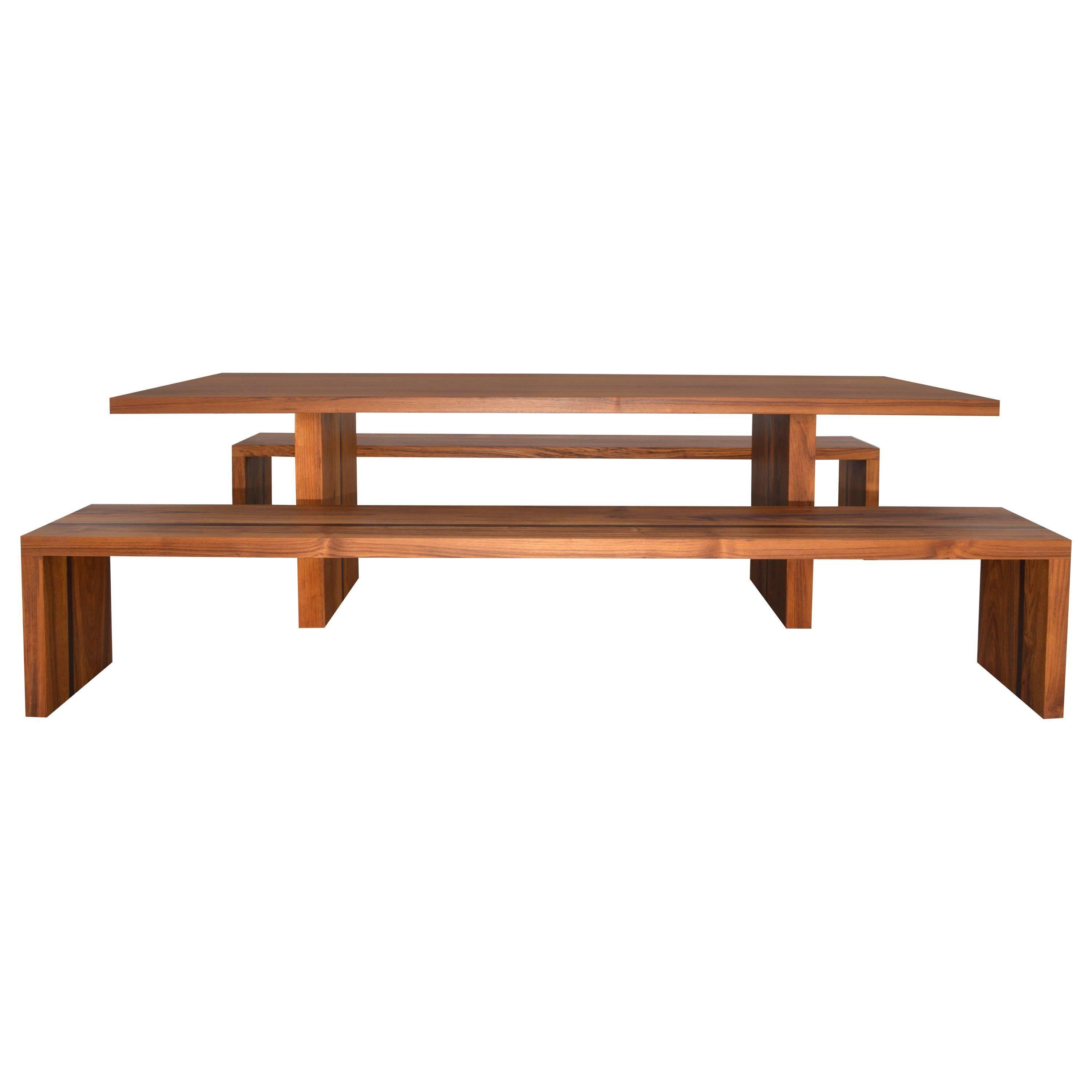 Outdoor Tables and Benches in Teak and Wenge, Custom Made by Petersen Antiques