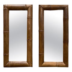 Pair of Mid Century Jumbo Bamboo Mirrors