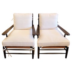 Chic Classic Large Club Chairs with Rush Seats and New Upholstery