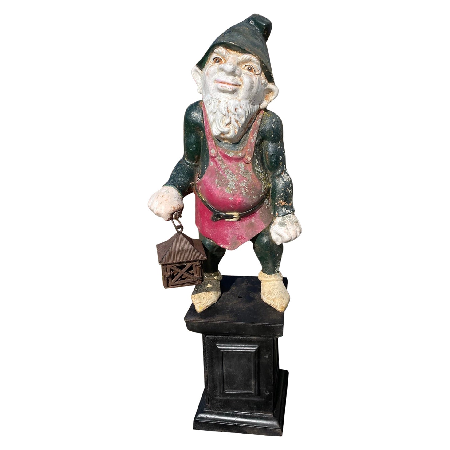 Rustic Cast Iron Gnome Figurine Paper Weight 3” 