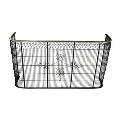 Antique American Brass & Artistic Wire Work Fireplace Screen with Eyelet Holes, C. 1790