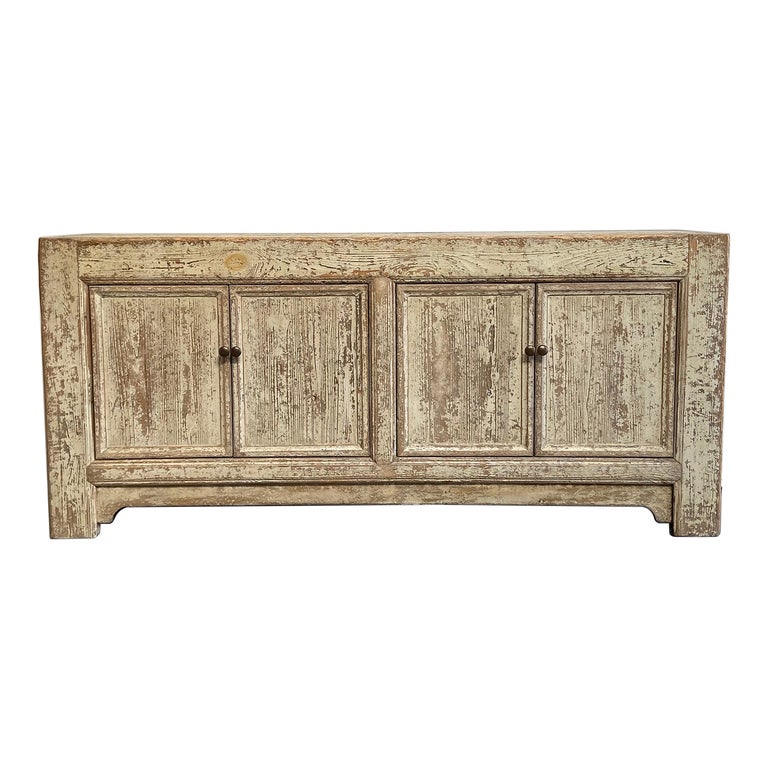 Reclaimed Painted and Distressed Wood Console with Doors For