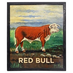 Vintage English Pub Sign, "Red Bull'