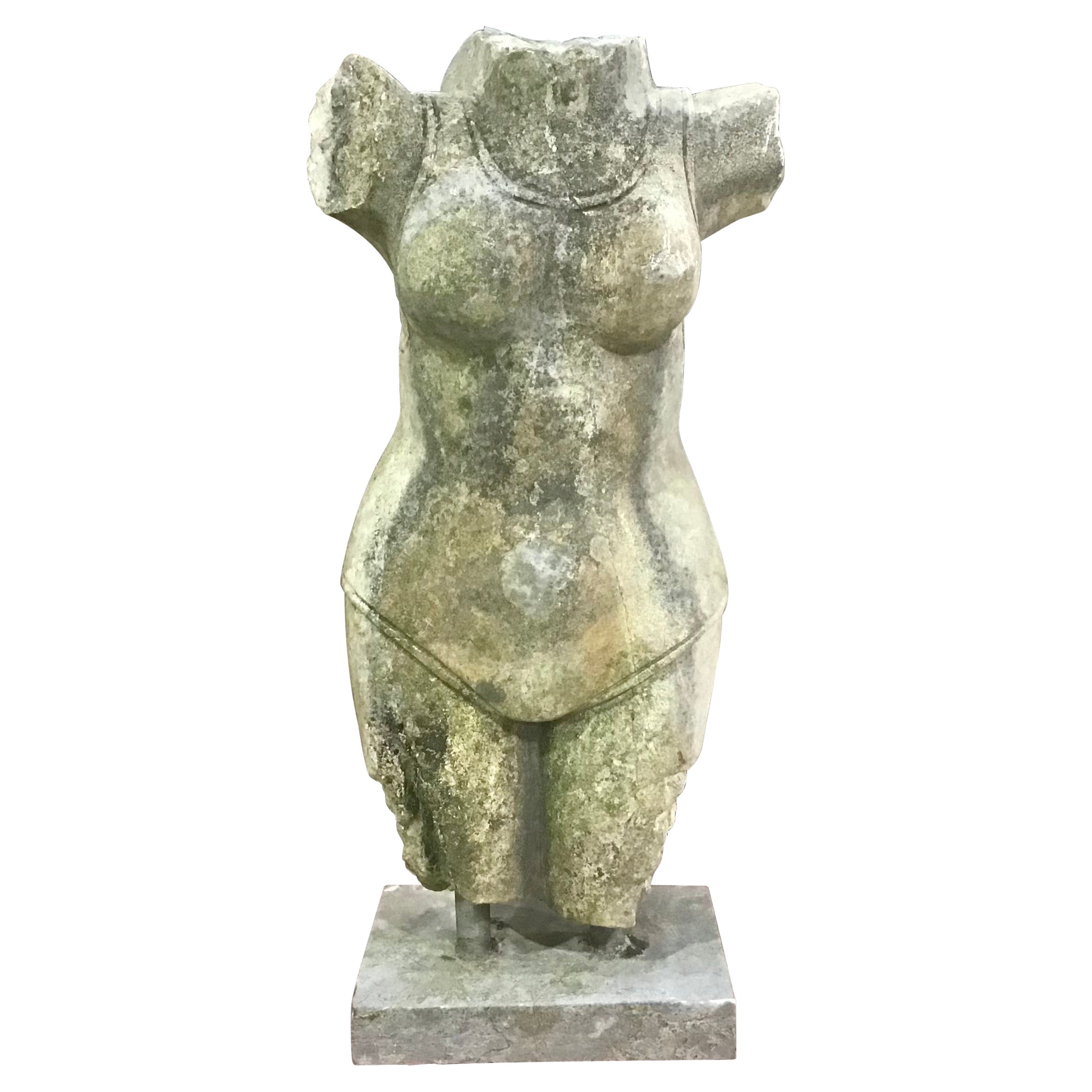 Sculpture de torse en marbre de style indien
