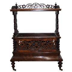 Victorian Mahogany Etagere Hand Carved w/Brass Wheels