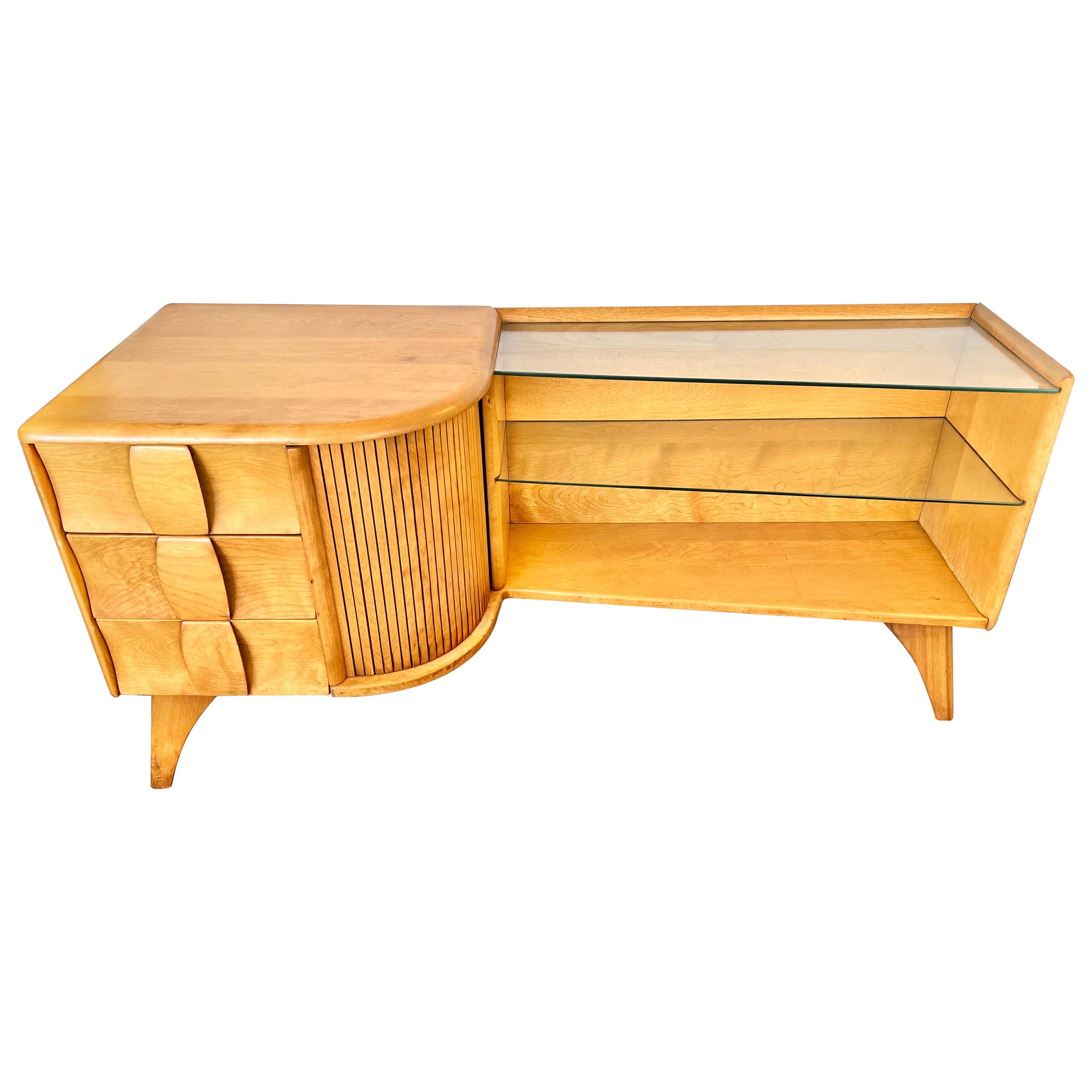 Heywood Wakefield Sculptura Champagne Entertainment Center Console
