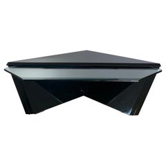 Roger Rougier Black Lacquer and Glass Cantilever Coffee Table, 1970s