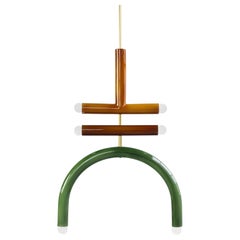 Customizable Pendant Lamp TRN F2 by Pani Jurek, Brass Rod, Ochre, Brown & Green